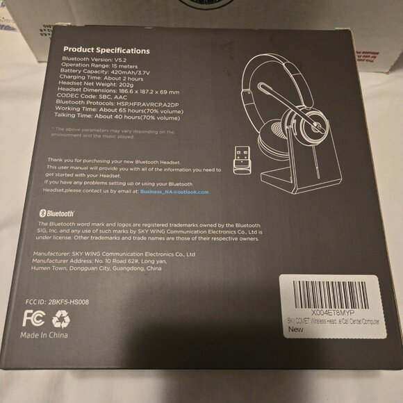 Wireless Headset with Mic for Work, Bluetooth Headset with Mic. New - Picture 2 of 3